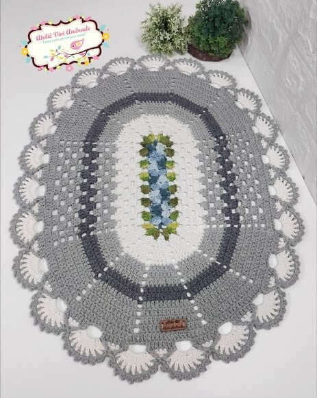 Tapete de Crochê Floral - Kit c/ 2 Unidades