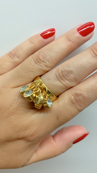 Anel Cacho Strass