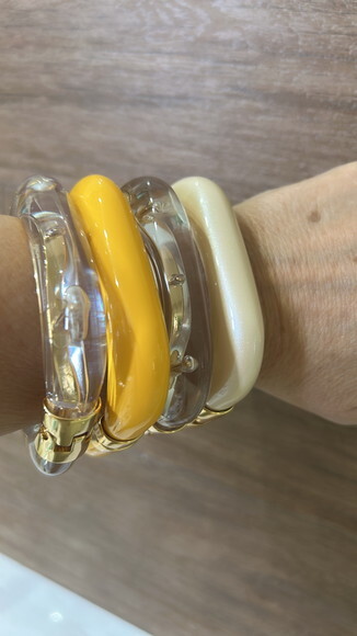 Bracelete Ouro Quadrado Transparente