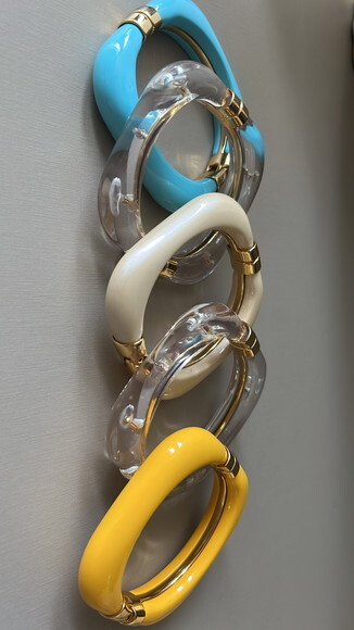 Bracelete Ouro Quadrado Transparente