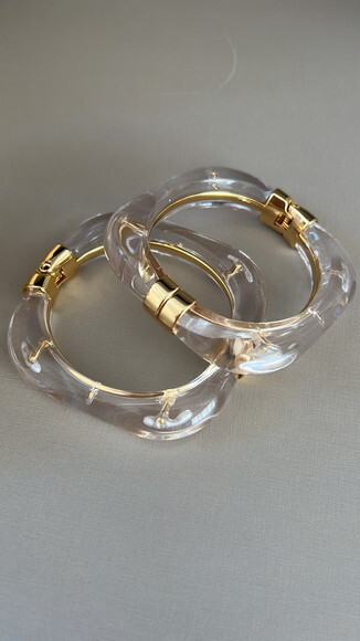 Bracelete Ouro Quadrado Transparente