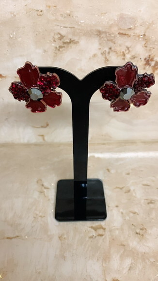 Brinco Flor Vermelho Esmaltado