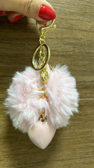 Chaveiro Pompom Rosa Bebê