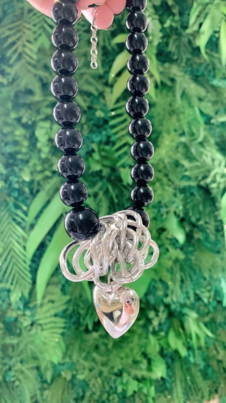 Colar Black com Pingente Coração Niquel