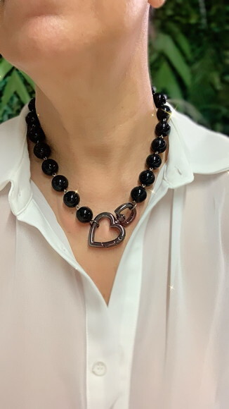 Colar Black Mosquetão Onix