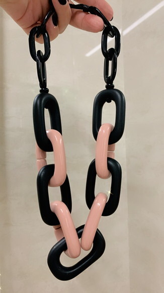 Colar Elos Mistos Preto e Rose