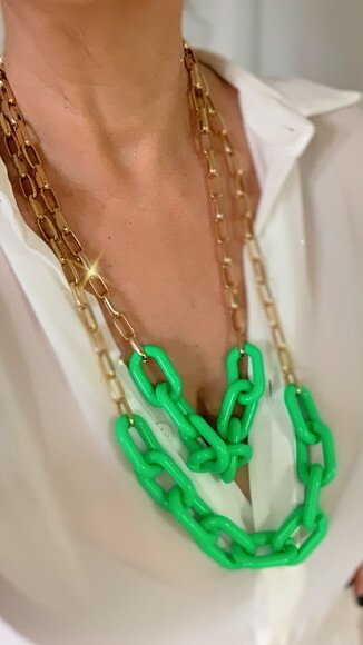 Colar Elos Verde Folha