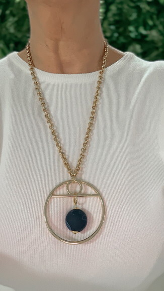 Colar Mix Azul e Dourado