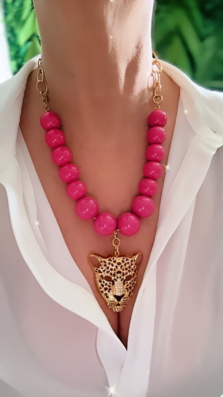 Colar Onça Pink