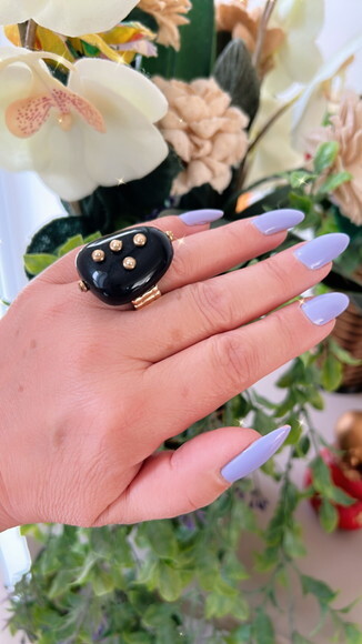 Conjunto Bolas Resinas Preta e Branco