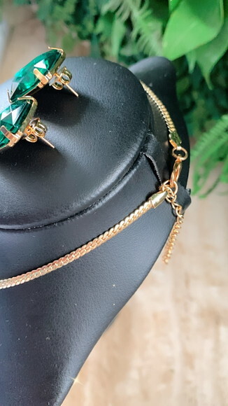 Conjunto Colar e Brinco Chaton Verde