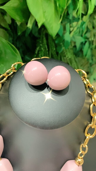 Conjunto Colar e Brinco Resina Lavanda