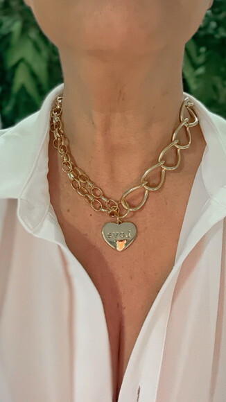 Conjunto Colar e Pulseira Love Turquesa