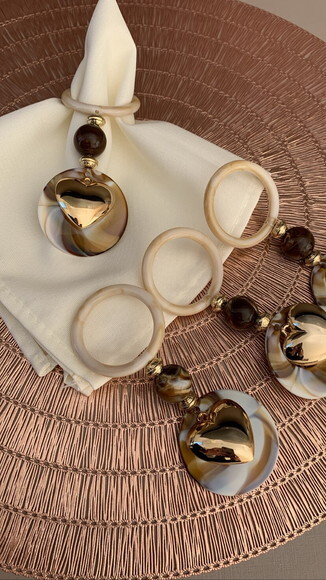 Porta Guardanapo Coração Dourado
