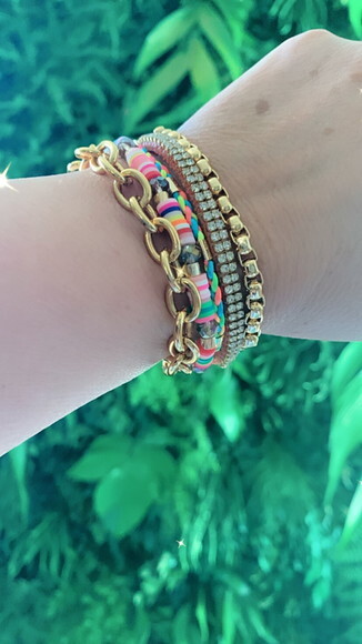Pulseira Imã Fimos Coloridos Rosa