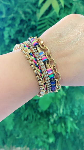 Pulseira Imã Fimos Coloridos Roxo