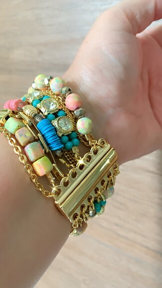 Pulseira Imã Pedras e Strass Cristal