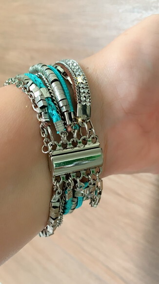 Pulseira Imã Turquesa Zircônias