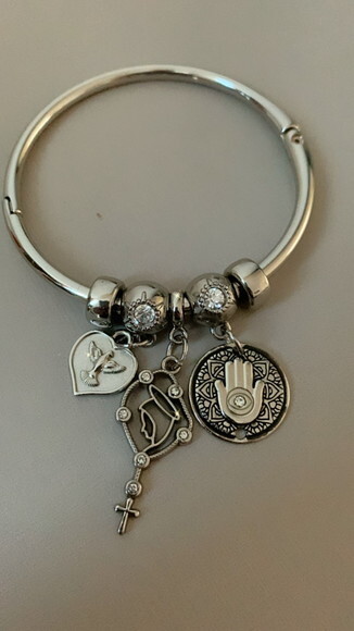 Pulseira Niquel Pingentes Religiosos