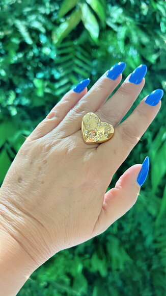 Anel Love Gold Strass