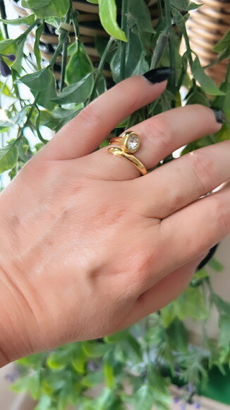 Anel Prego com Strass Gold