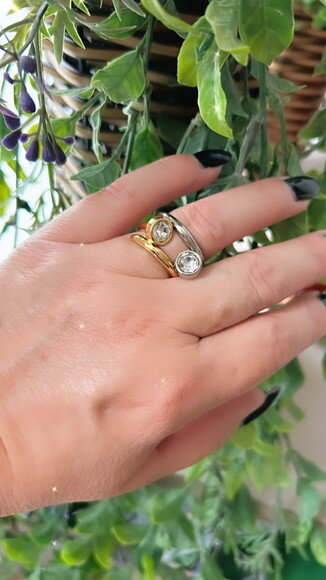 Anel Prego com Strass Silver