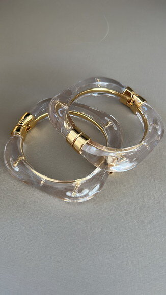 Bracelete Ouro Quadrado Transparente