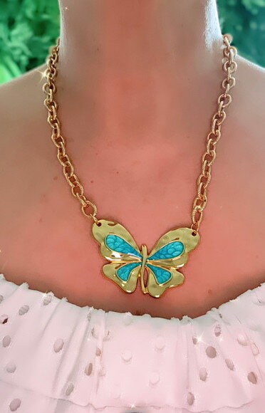 Colar Butterfly Turquesa