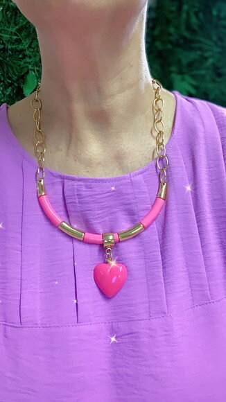 Colar Coração Pink