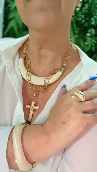 Colar Crucifixo Off White
