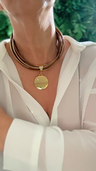 Colar Gargantilha Pingente Dourado