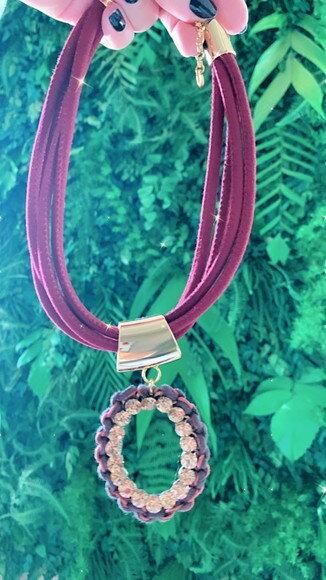 Colar Gargantilha Strass Vinho