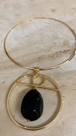 Colar Gargantilha Pingente Pendulo Preto