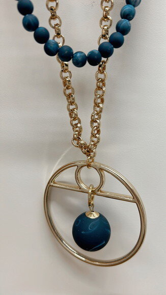 Colar Mix Azul e Dourado