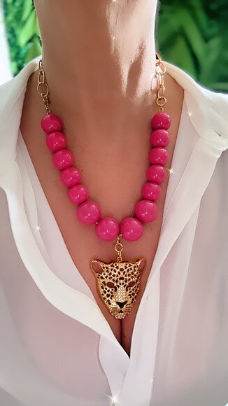 Colar Onça Pink