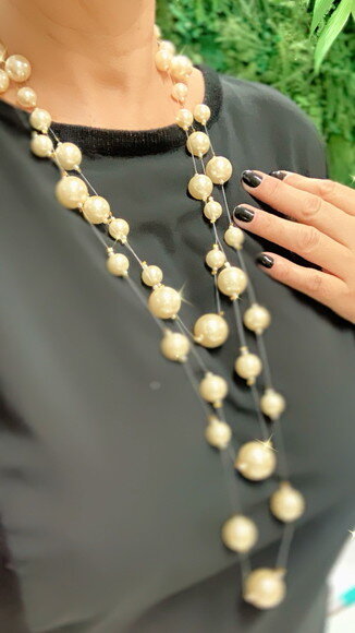 Colar Perolas Flutuantes Longo