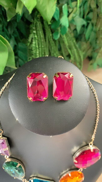 Conjunto Colar e Brinco Chaton Colorido