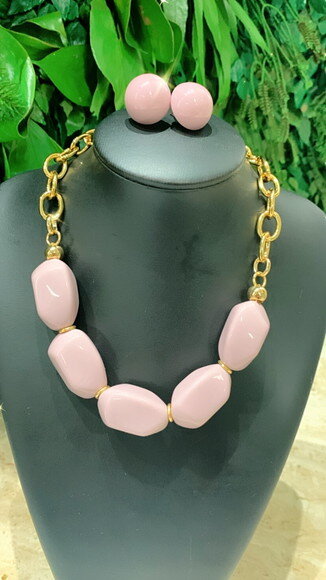 Conjunto Colar e Brinco Resina Lavanda