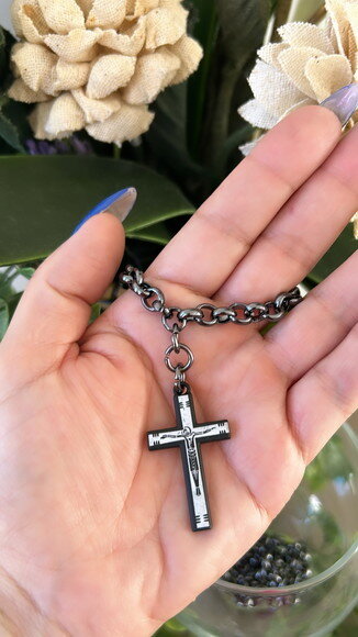 Corrente Crucifixo Laser Black