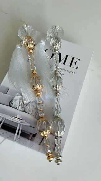 Pincel Chines Cristais Dourado