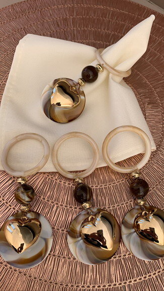 Porta Guardanapo Coração Dourado