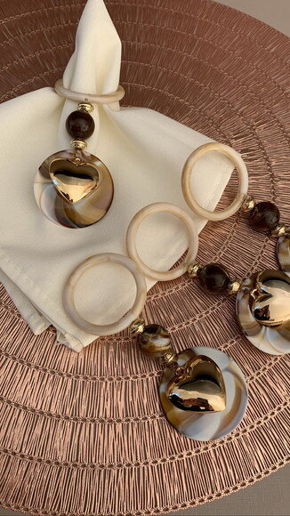 Porta Guardanapo Coração Dourado