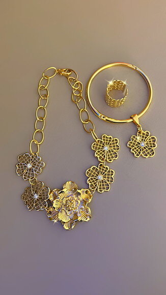 Pulseira Flor Dourada