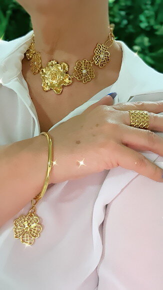 Pulseira Flor Dourada