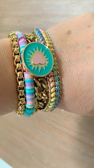 Pulseira Imã Coração Rosa