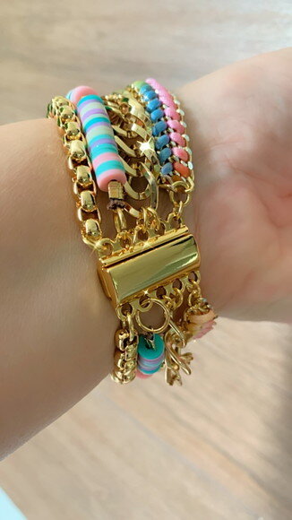 Pulseira Imã Coração Rosa