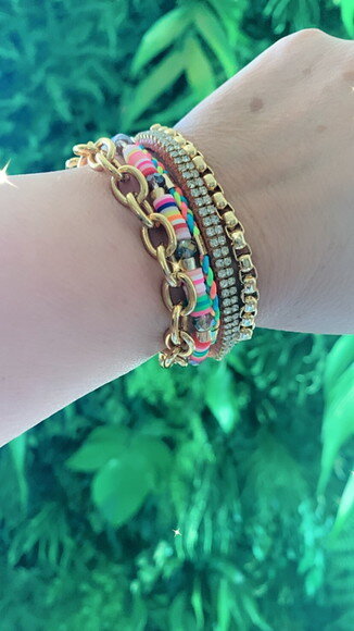 Pulseira Imã Fimos Coloridos Rosa