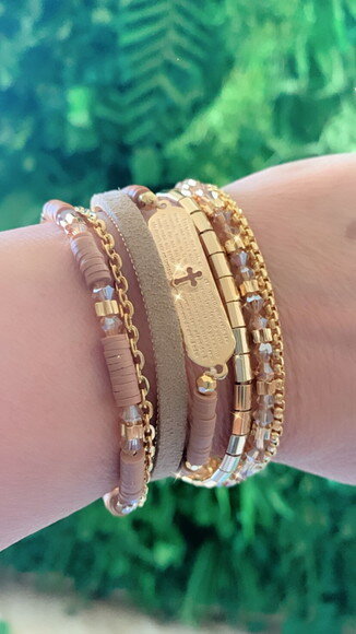 Pulseira Imã Pai Nosso Bege