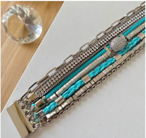 Pulseira Imã Turquesa Zircônias