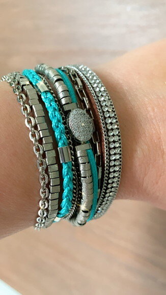 Pulseira Imã Turquesa Zircônias